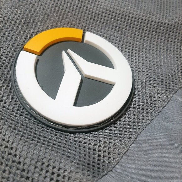 Jinx OVERWATCH Jacket Large Hooded Long Sleeve pullover Gray raised rubber logo - Picture 3 of 9